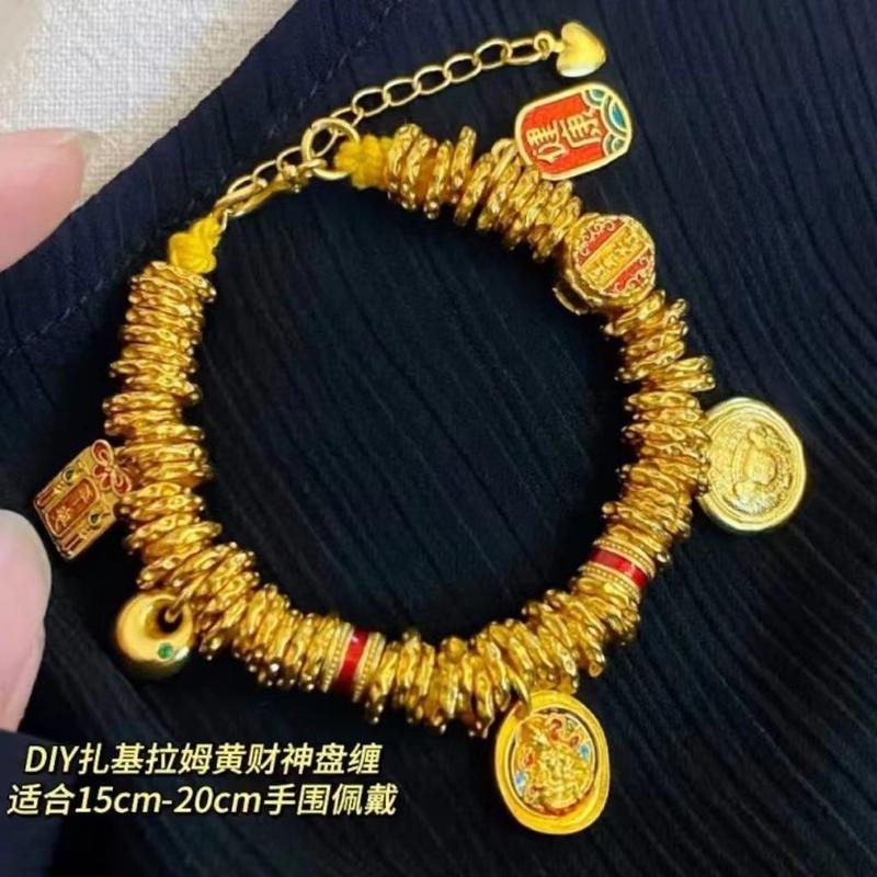 Vòng Tay Cuốn, Cùng Phong Cách Với Wei Xue, Dành Cho Nam Và Nữ, Phong Cách Dân Tộc, Men Màu Vàng Thần Tài, Vàng Phù Sa, Một Dây Tiền Xu, An Toàn Và Béo Fu, Vòng Tay Phong Cách Cổ Xưa, [Chất Lượng May Mắn] 7