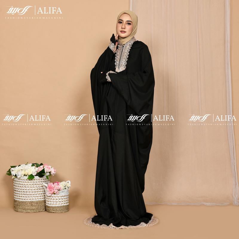 Mukena Terusan 2 in 1 Renda Giper Katun Nyaman Muslim Tasbih Simple Panjang 4