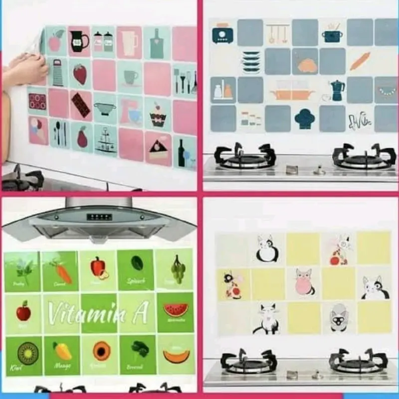 Sticker Dapur Anti Minyak Aluminium Foil Wallpaper Dinding 0