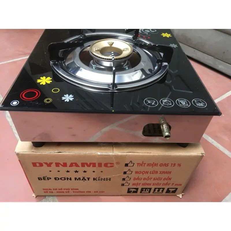 Bếp gas đơn kính cường lực Dynamic TẶNG KÈM VAN DÂY CAO CẤP 5