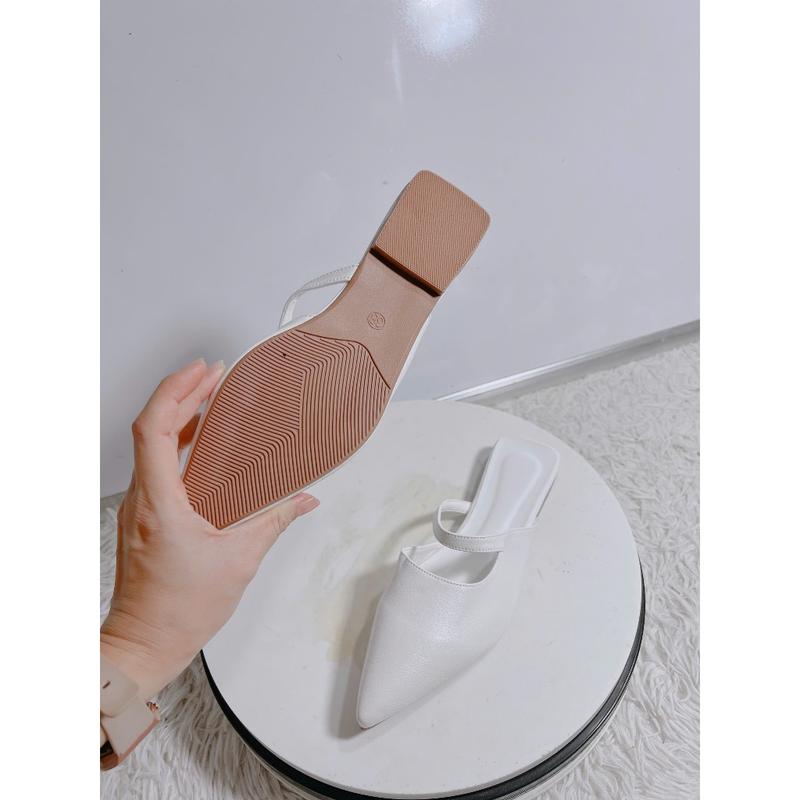 shopgiaylamlam- Giày sục nữ mũi nhọn đế bệt quai ngang liền form rộng HPS6621 ( sục nhọn trơn) DéP Jean 5