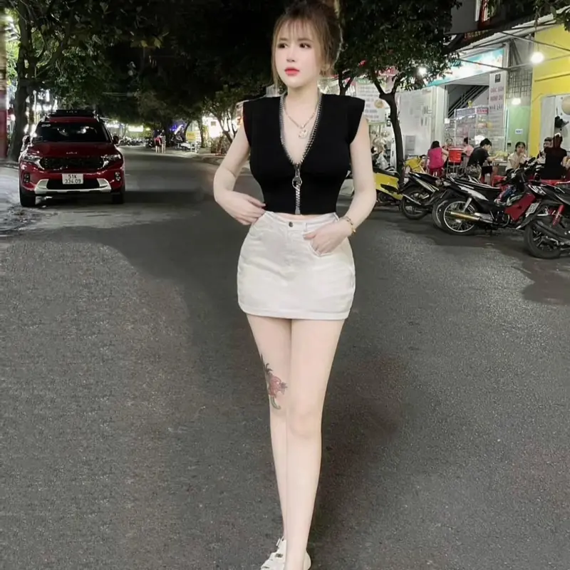 Chân Váy Jean Trắng Trơn 2287 Women 3