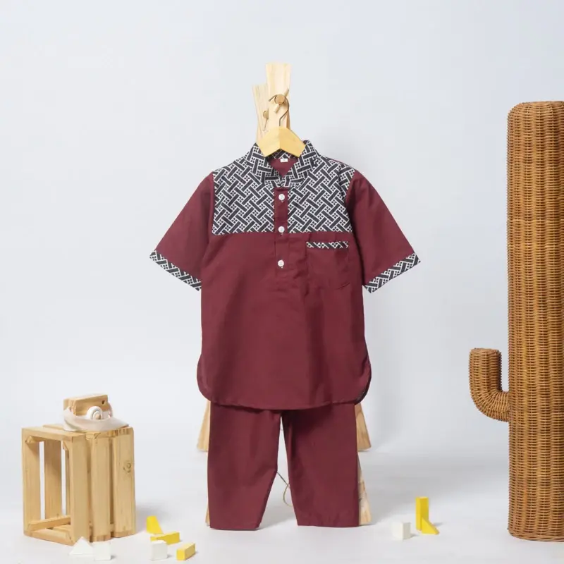 DAPAT 3 SETEL SETELAN BAJU KOKO ANAK MOTIF BATIK TERBARU BAHAN KATUN POLY PREMIUM 1-10 TAHUN Koko Anak Laki-laki 2