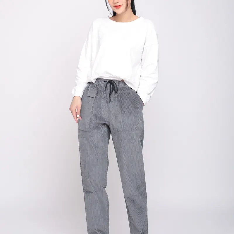 Quần baggy nhung ống suông Nữ Ong Pants 5