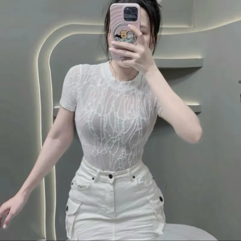 [A-19] ( SALE TẾT HÀNG ĐI LUÔN) ÁO REN BASIC CỔ TRÒN HOẠ TIẾT REN SÓNG  dáng baby tee mặc đi làm đi chơi sang chảnh | BigBuy360 - bigbuy360.vn