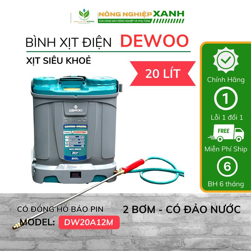 Bình xịt điện có đảo nước Dewoo DW20A12M 20 Lít 2 Bơm 12V-12AH Báo pin điện tử BH 6 tháng