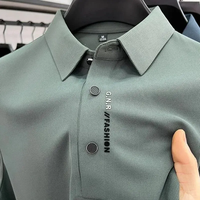 Áo Polo Thêu, Cao Cấp, Dành Cho Nam Giới, Hàng Mới Về Mùa Hè, Áo Thun Ngắn Tay, Ve Áo Cao Cấp, Thích Hợp Cho Nam Giới Trung Niên, Thiết Kế Không Đường May Menswear Shirt