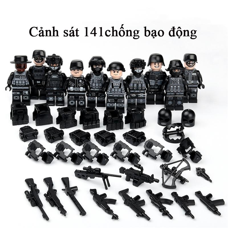Đồ chơi lắp ráp Mini figure lính cảnh sát, bộ đội đặc công gồm 10 chiếc như hình Mô Hình Toy