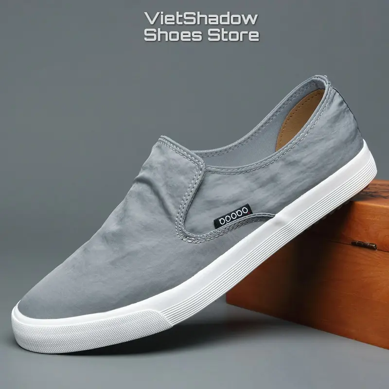 Giày lười Slip on vải nam cao cấp BAODA chất liệu vải gió thoáng khí đế cao su chống trơn - Mã 20042