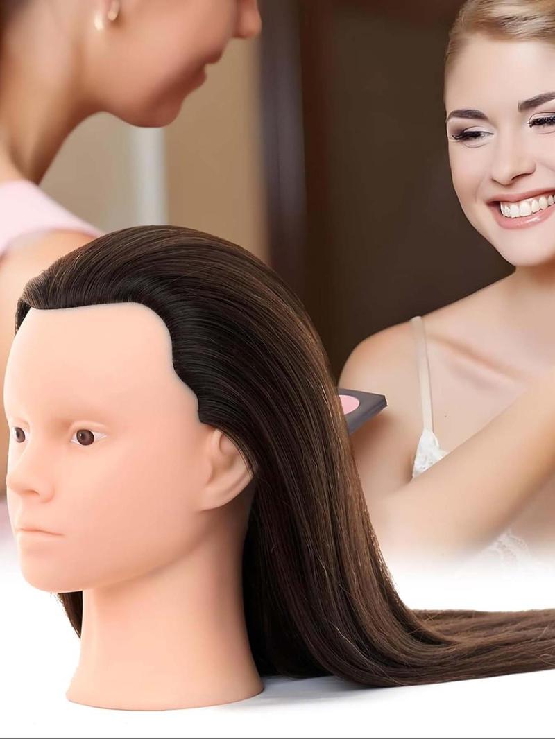 Product Introduction of 23 Inch Long Hair Mannequin Head with 70% Real Hair, Training Head Hairdresser Practice Styling Manikin Head, Cosmetology Doll Head Choice To Practice Hair Braiding 6