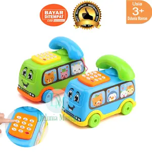 Mainan Edukasi Musikal Anak Cowok Cewek Telepon Karakter Mobil Bus Mini Musik Dan Lampu Toys Telephone