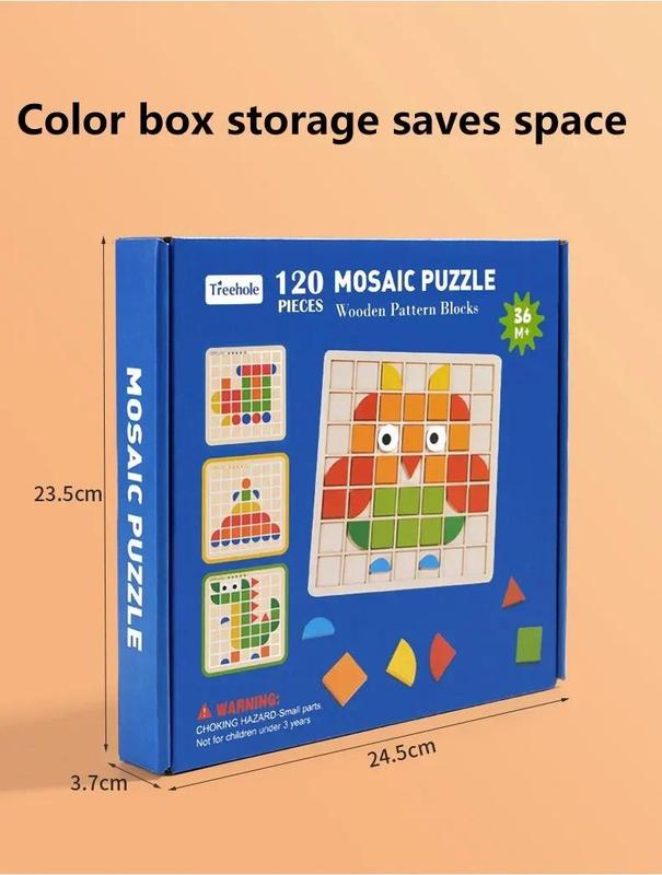 Product Introduction of 3d Montessori Geometry Jigsaw Tangram Mosaic Puzzle Sensory Game Early Education Shape Color Wooden Board Toy Gift For Kids 12