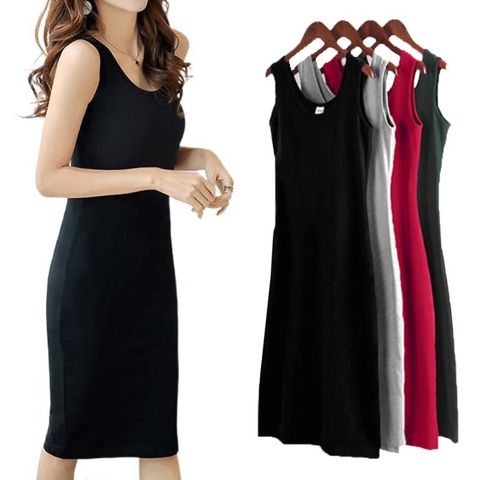 knee length dresses for ladies Gaun Midi Tanpa Lengan Stella McCartney Warna Merah – ELLEPTYLTD main image 0