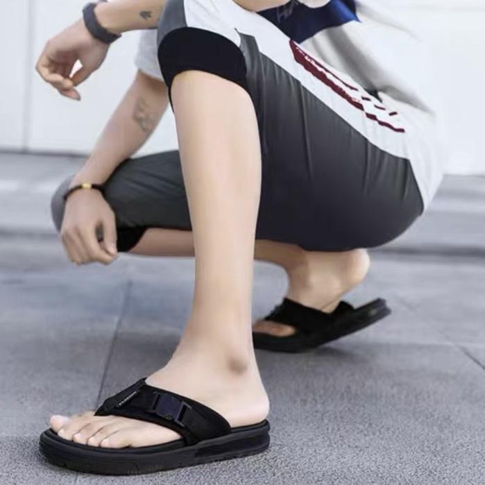 Sendal Casual Pria Sandal Korean Style Terbaru Cowok Keren Remaja Dewasa Kekinian Premium Kasual Hitam 2