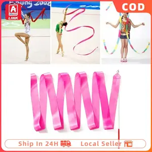 [Alfamidi LINK]2m Pita panjang pita balet Twirl Ribbon + Stick pita senam ritmik Alat peraga latihan senam profesional Tongkat Tari Sutra