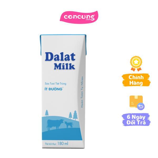 Sữa tươi tiệt trùng Dalat Milk ít đường 180ml lốc 4 hộp