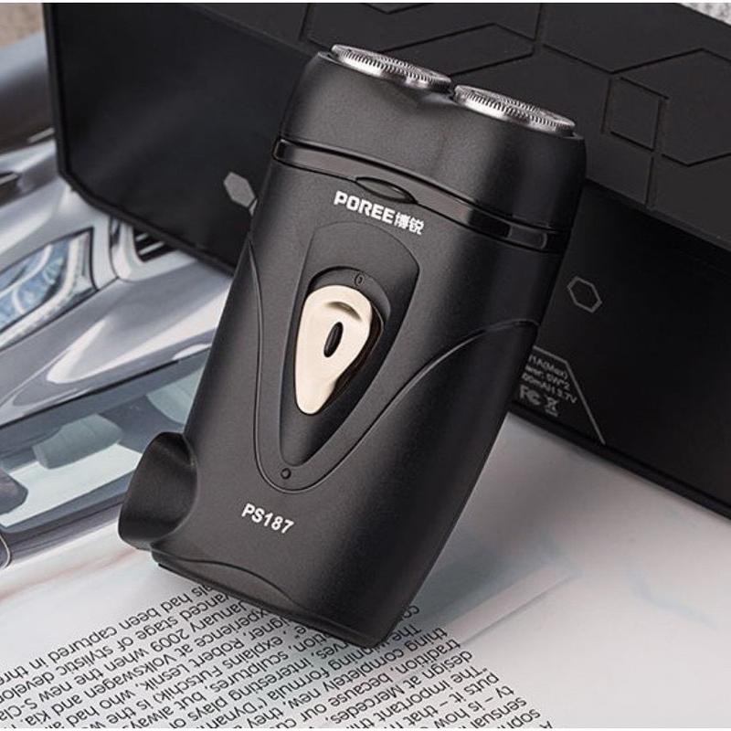 Máy Cạo Râu Sạc Điện 2 Lưỡi Poree PS187 May Cau Rau Hàng Xịn Bảo Hành 12 Tháng