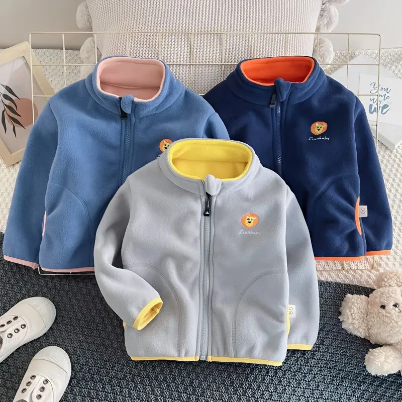 Kot Baju Zip, untuk Lelaki, Pakaian Kanak-kanak, Pakaian Bayi, Pakaian Kanak-kanak Kecil, Kot Baldu Nipis Musim Bunga dan Musim Luruh Bayi, Fesyen