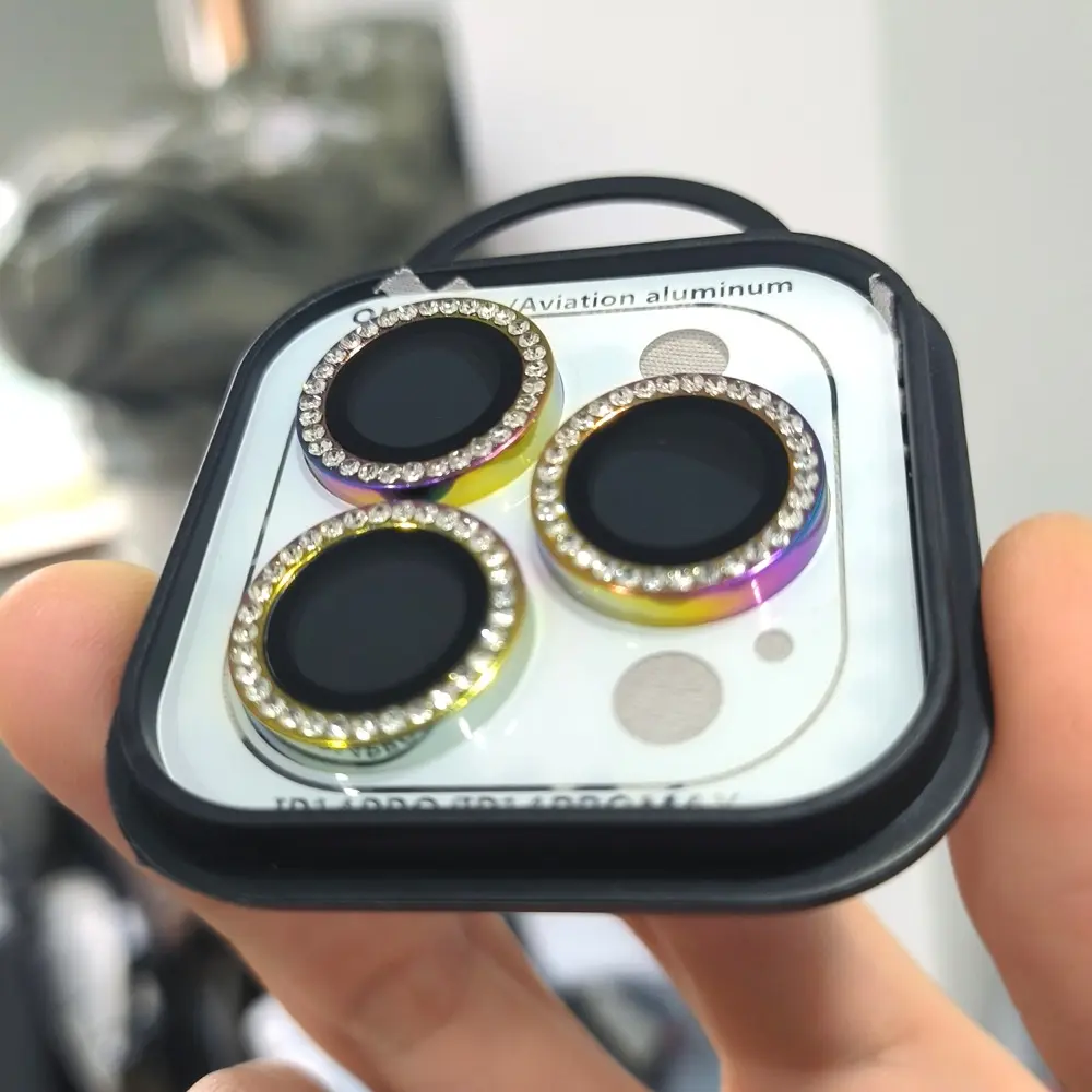 Bling Dazzling Cool Diamond Metal Ring Camera Lens Protector for IPhone16 15 14 13 12 11 Pro Max Mini Dustproof Flash Anti-Drop Luxury lens film Cover