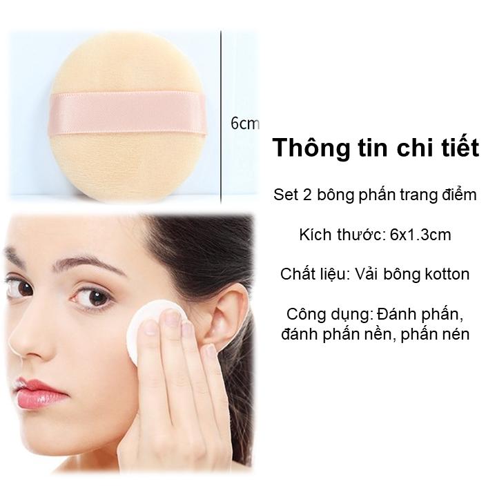Set 2 bông phủ phấn mềm mịn nội địa Trung dùng thay thế 2