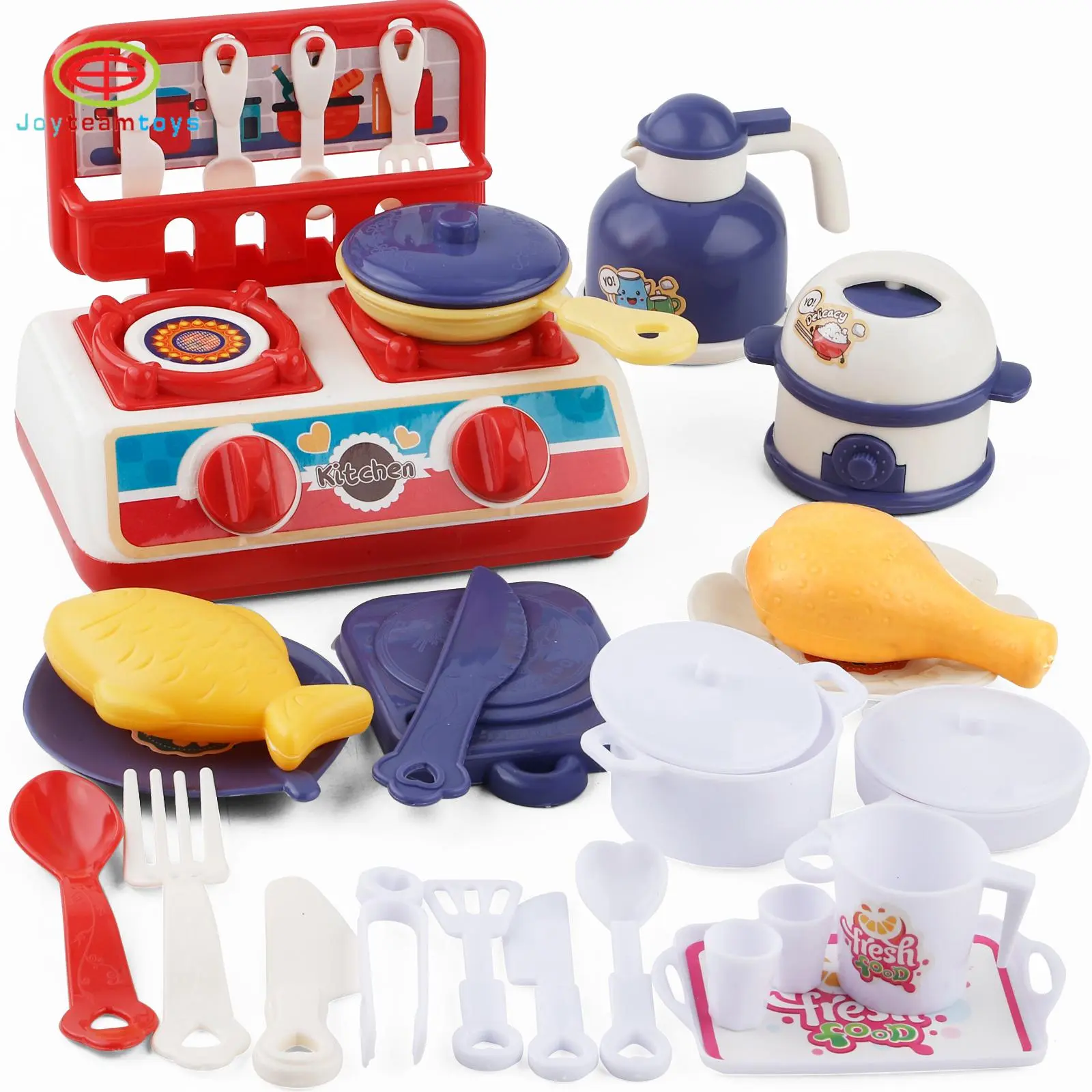 Kitchen Pretend Play Toy, 30pcs/set Simulated Kitchen Accessories Toy, Fun Role-playing Learning Toy for Birthday Gifts
