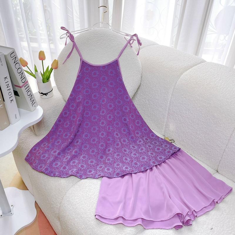 Product Introduction of Set bộ áo lụa gấm hoa văn yếm dây cột quần lụa latin đùi 40-65kg Nữ. 10