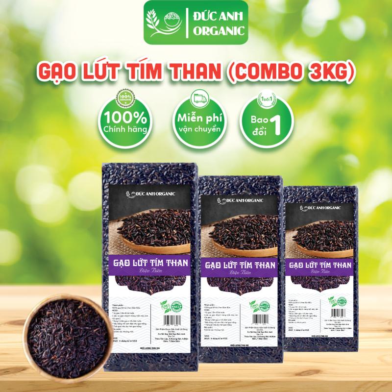  gạo lứt tím than điện biên combo 3kg hút chân không 