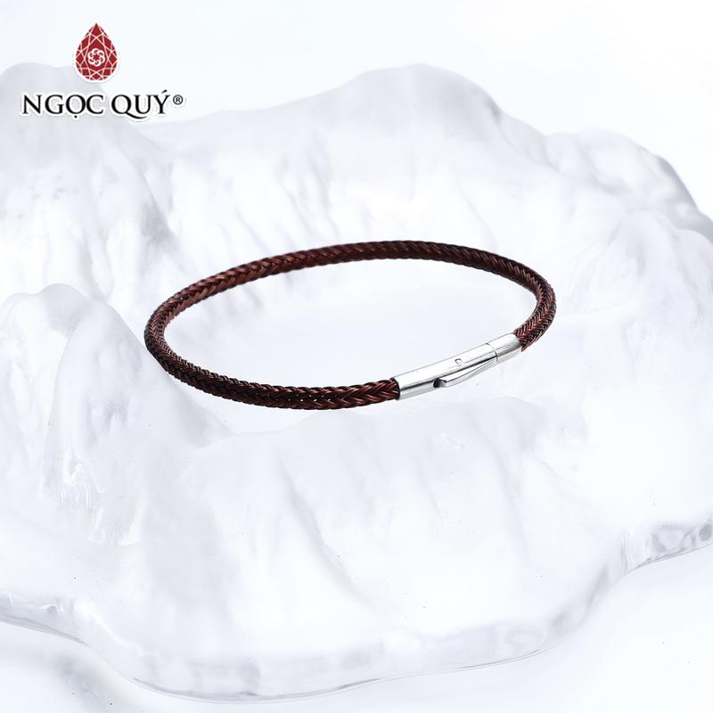 Vòng tay dây thép 3mm khóa thép không gỉ màu bạc - Ngọc Quý Gemstones Voi Cao Su