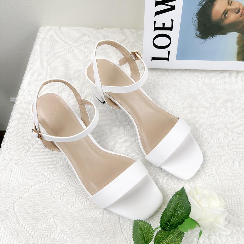 Giày sandal nữ cao gót 5 phân đế vuông mũi vuông quai ngang dáng guốc công sở cao cấp Nuddo_NS501 DéP Shoes 2
