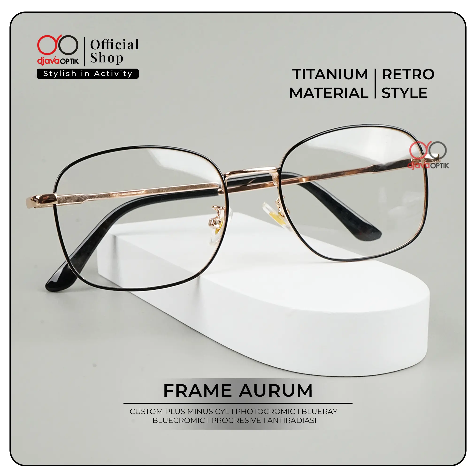 [ DJAVA OPTIK ] Kacamata Aurum Normal s/d -400 Eyewear Glasses Frame Lensa Antiradiasi Bluecromic