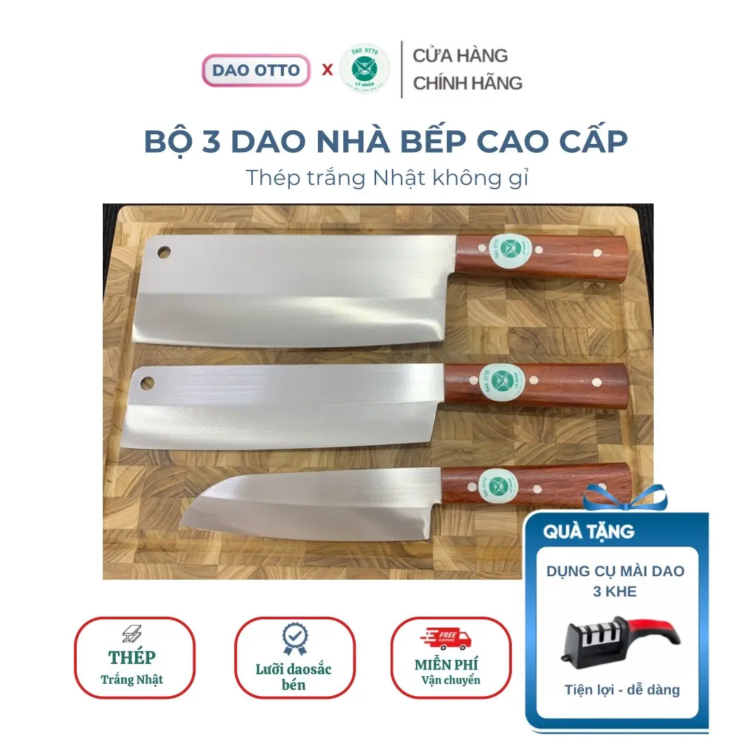 ( Dao OTTO ) Bộ 3 dao chặt gà vịt, dao thái thép không gỉ