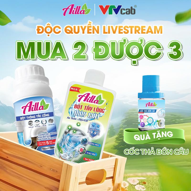 [Tặng Cốc Thả Bồn Cầu] Bột Tẩy Lồng Làm Sạch  Máy Giặt Ailla 300GR + Bột Thông Tắc Cống Ailla 250GR Tặng Cốc Thả Bồn Cầu Ailla 180GR