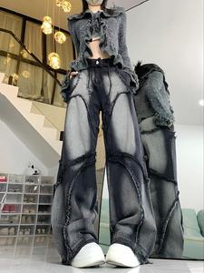 女性のポケットの生裾デニムジーンズ、毎日のアウトドアウェアのためのファッションカジュアルワイドレッグデニムパンツ、すべての季節のための女性デニム