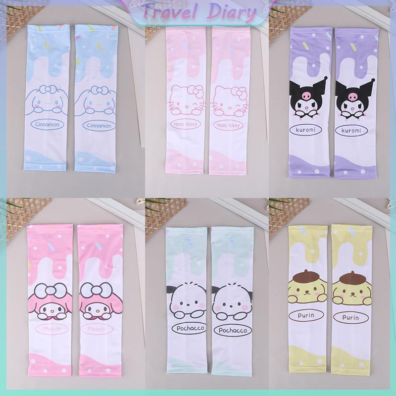 Product Introduction of Sanrio Anime Hello Kitty Kids Arm Sleeves Sun Protection Cooling UV Protection Sleeves Anti-Slip Ice Silk Arm Covers Gift 9