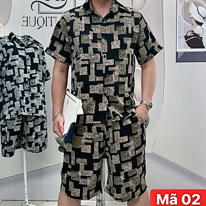 sét đồ nam cộc tay mùa hè,bộ quần áo nam chất lụa cát mềm mát thoáng khí hàng may kỹ Menswear