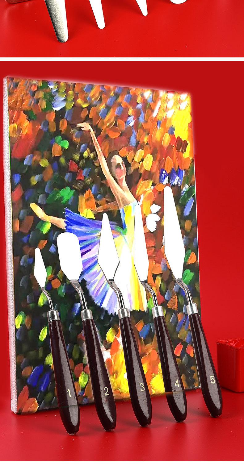 Product Introduction of Art Oil Painting Knife New Stainless Steel Toner Scraper Water Powder Paint Scraper 5-piece Set of Art Supplies 11