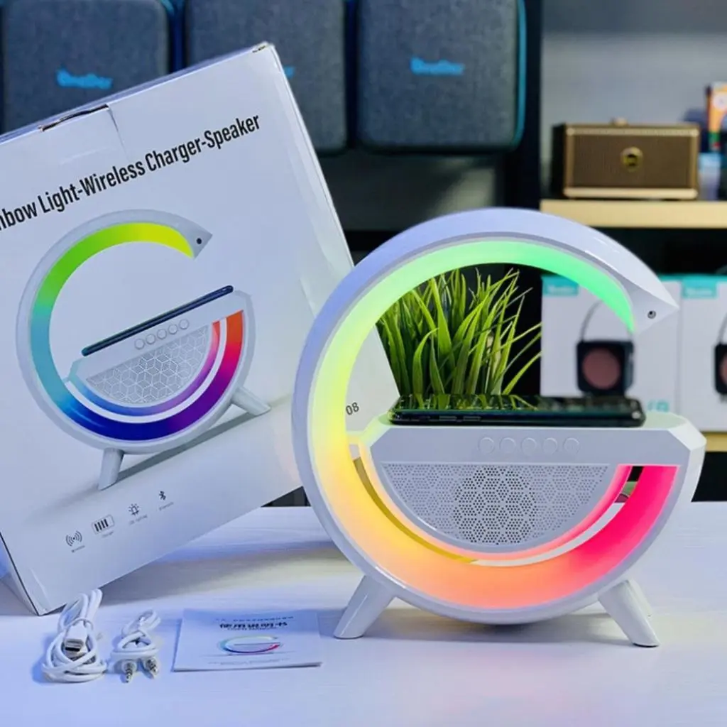 Loa Bluetooth Chữ G [ BH 6 Tháng ], 4 Chức Năng Sạc Không Dây Tích Hợp Đèn Ngủ Đa Chế Độ Ánh Sáng -  Bass Cực Mạnh Củ Loa