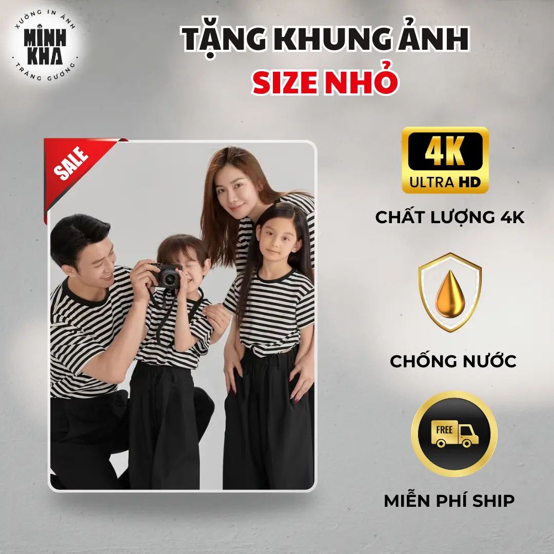 (SIZE NHỎ - Tặng quà đơn trên 250K)  ẢNH IN THEO NHU CẦU - Tráng Gương Bo Viền - TẶNG COMBO CHỈNH ẢNH MIỄN PHÍ - Chất Lượng 4K, Chống Nước/ Không Phai Màu/ Không Mối Mọt - Kèm Móc Treo Giá Đỡ - Decor Treo Tường Để Bàn, Trang Trí Khung Tranh Phòng Khách