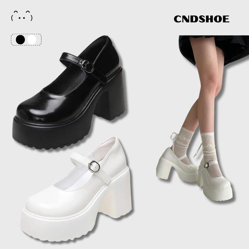 (HÀNG LOẠI 1) GIÀY LOLITA NỮ ĐẾ CAO HARAJUKU 10CM - WHITE SHOES đế cao 10cm mary jane loli bup be xinh giày  đốc búp bê