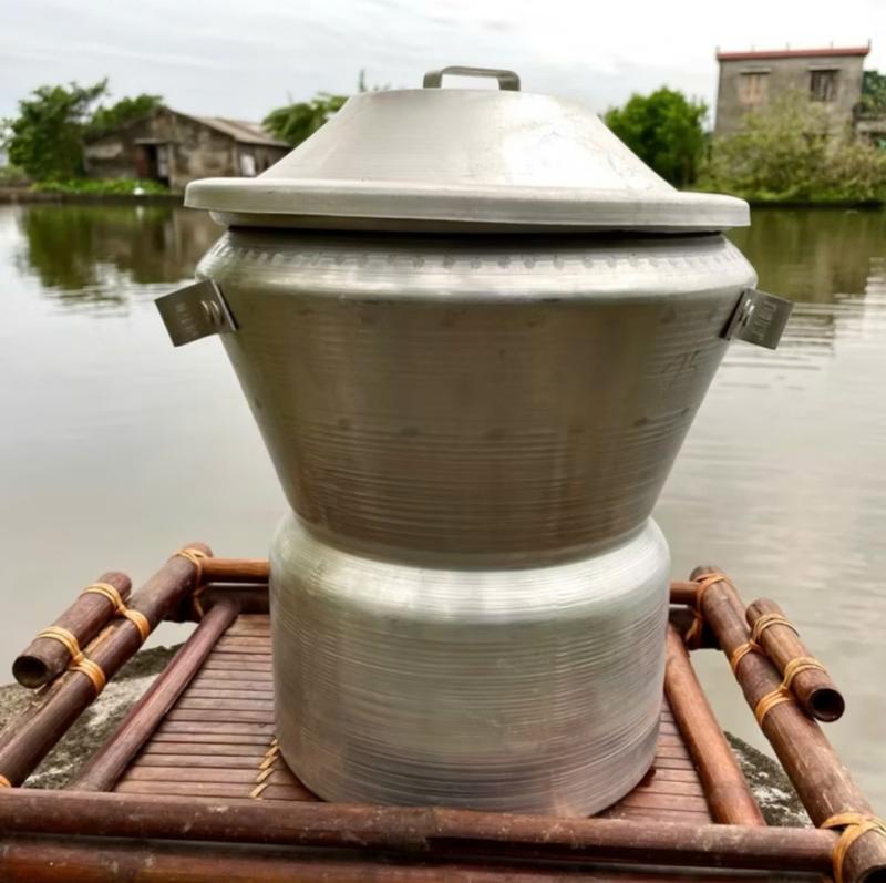 Nồi hấp Nhôm Hải Phòng cách thủy, chõ đồ  2tầng THÂN LIỀN 8kg, 9kg, 10kg, 15kg gạo nếp - Nồi Hấp Xôi Hàng VNXK