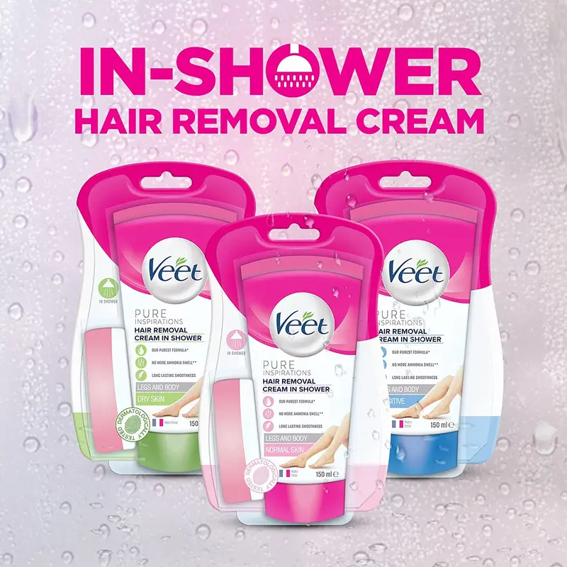 2 x Veet In Shower Hair Removal Cream for Sensitive Skin, 150 ml 7