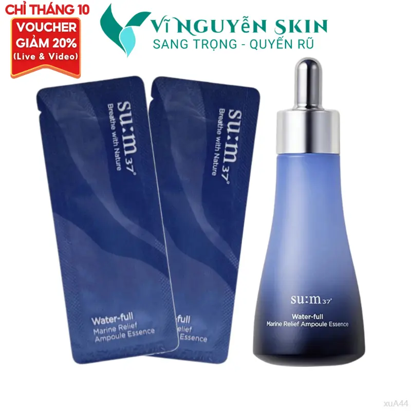 Nhanh chóng thẩm thấu - Hiệu quả vượt trội chỉ sau 7 ngày! Gói Sample Tinh Chất Phục Hồi Ẩm Sum Xanh Cấp Nước Water-full Marine Relief Ampoule Essence ViNguyen tất cả các loại da không chứa paraben sữa rửa mặt  nhân  sâm sachda  nạ  trị  mụn mask  30