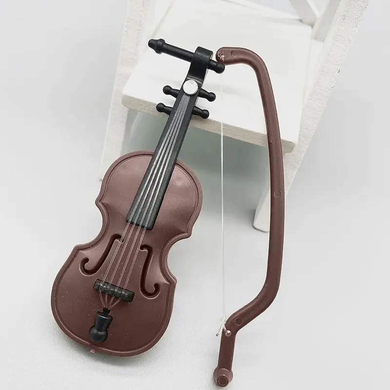 Miniature Violin with Bow, Mini Musical Instrument for Decoration and Collectors, Music Accessories for Home Decor 3