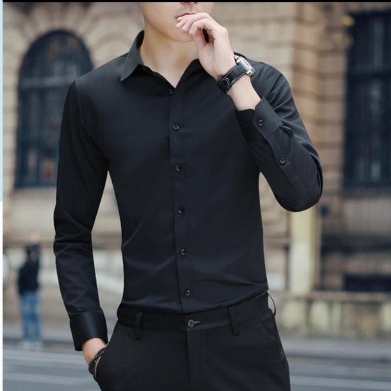 Sơ Mi Đen Trơn Fom Thiết Kế Cao Cấp Áo Menswear Shirt Có Cổ 1