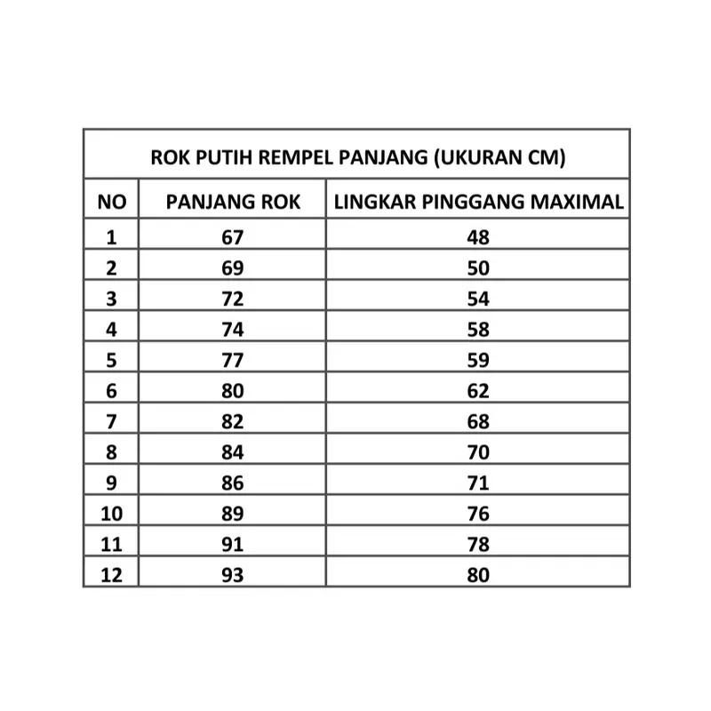 Rok putih SD SMP SMA rempel panjang seragam sekolah [HEPI] Rok Putih Polos rok sekolah merek hepi 2