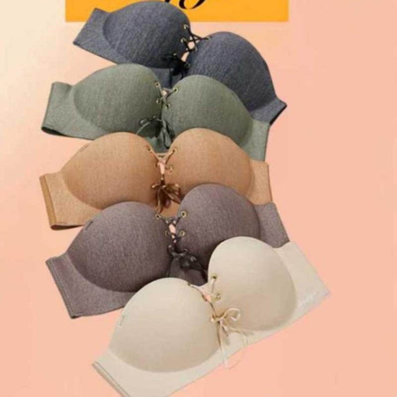 Áo lót Nữ -Áo Ngực  cúp  ngang  Thái Lan  BAYJA không dây chống tụt rút dây  đình hình vòng 1  Women Bra Kem