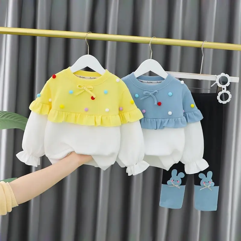 Setelan lucu baju anak perempuan 0 bulan - 4 tahun MOTIF POL RAINBOW Bayi Parsel Cewek Katun set 2
