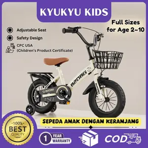 Kyukyu Kids [GARANSI 1 TAHUN] Kids Bike Kids Bicycle / Sepeda untuk Anak Sepeda Anak Laki Perempuan Sepeda Anak Untuk Usia 2-10 Tahun dengan Roda Pelatihan & Keranjang Sepeda Anak Dengan Keranjang K3