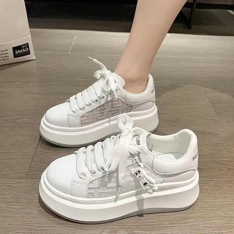 (Fullbox + Tag gấu ) Giày Thể Thao Đế Kếp phối lưới thoáng khí Đế 5cm phom đẹp Shoes Sneaker Nữ 7