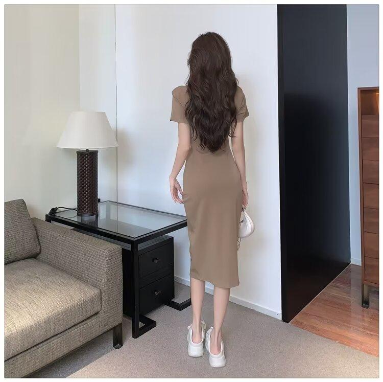 Product Introduction of Fashion Women's Clothing Short Sleeve Dress Feminine Outfit 2021 New Summer Season Slimming Elegant Mid-Length Fashion 22